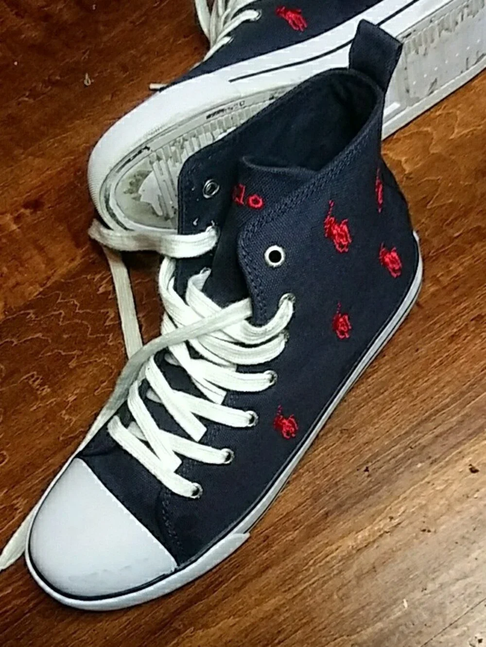 Polo Ralph Lauren Navy High-Top Sneakers with Red Pony